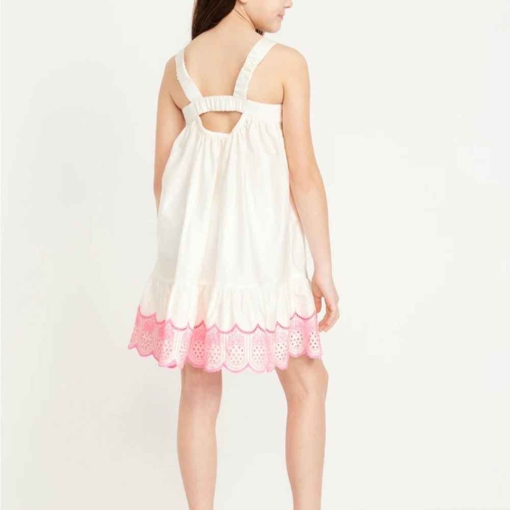 Old Navy Girls White And Pink Dress XL(14-16)